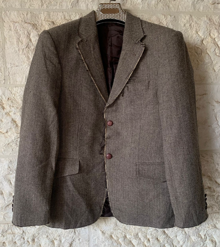 Giacca blazer marrone spina di pesce misto lana stile raro unico 38R - Foto 1 di 10
