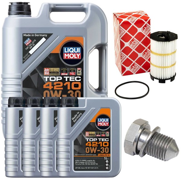 MotoröL Filter Set 0W-30 Liqui Moly 9 Liter + Schraube FüR Audi R8 5.2 Quattro-image