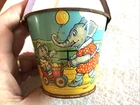 1940’s J. CHEIN MADE FOR STOVER CANDIES VINTAGE BOARDWALK SAND BUCKET & SHOVEL