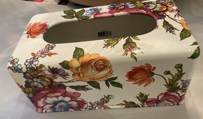 Mackenzie Childs Flower Garden Rectangle Enamel Tissue Box