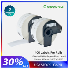 29mmx90mm 2 ROLLS Shipping Label 1-1/7"x3-1/2" Compatible Brother QL500 DK-1201
