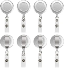 JANYUN 50 Pcs Retractable Badge Reel Clips Holder for Hanging ID Card Silver 