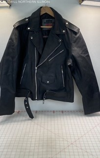 Men's Nomad USA Black Leather Asymmetrical Motorcycle Jacket Size L