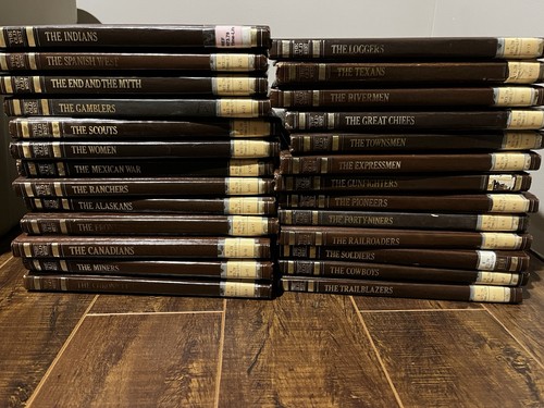 Collectible Western Americana Book Set Illustrated Leatherette Covers