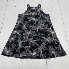 Veronica M Dress Womens Large Black Floral Sleeveless A Line Swing Tank