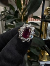 1.85ct Natural Cushion Mixed Cut Ruby Set In 18ct Yellow And White Gold