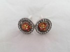 New Silvertone Post Earrings with Crystals Smiling Jack O' Lantern Pumpkin — photo 3