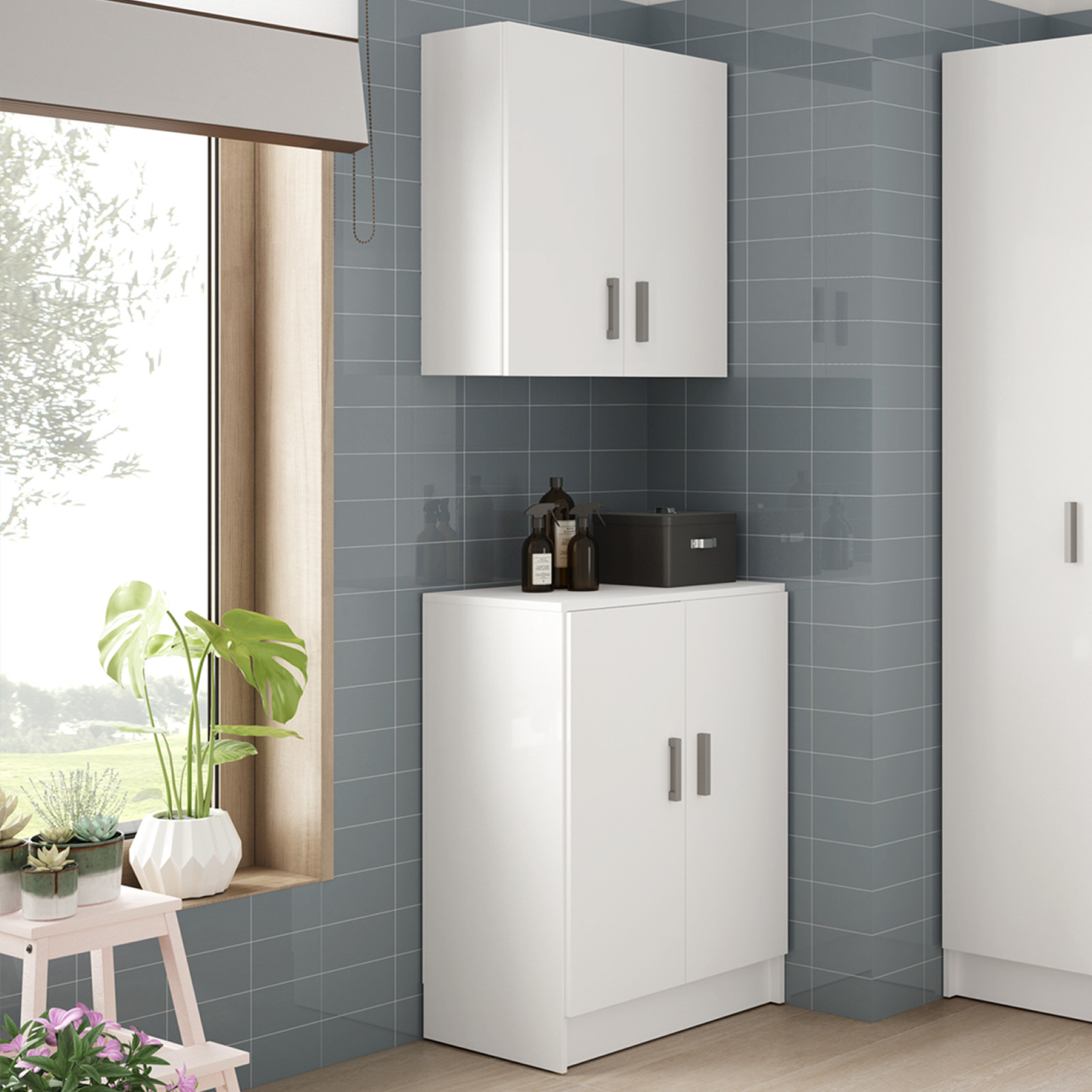 B&Q - Vita Multi Use Freestanding & Wall Hung Cupboard SetWhite - Image 3