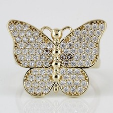 10K Yellow Gold CZ Cubic Zirconia Encrusted Butterfly Ring