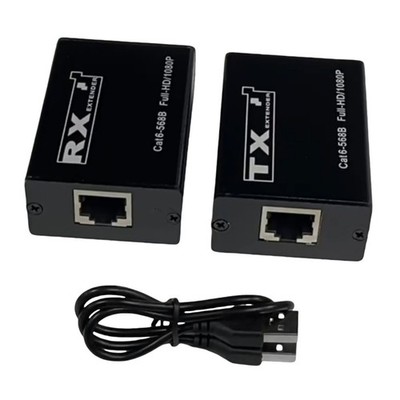KVM HDMI Extender 30M CAT6 1080P No Power for Digital Signage Display Black