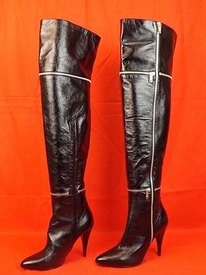 Archive SAINT LAURENT ブーツ SAINT LAURENT YSL BLACK PATENT LEATHER FETISH 105 ZIP OVER THE