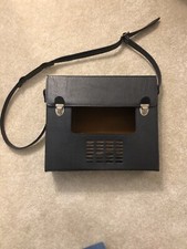 Vintage Black Leather Case Portable Radio Recorder Cassette Tape Travel Depose