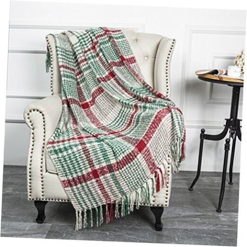 LALIFIT Christmas Home Decor Super Soft Vintage Fluffy Plaid Throw Blanket