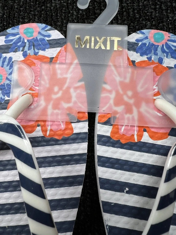 Sandalias de verano Mix It para mujer nuevas chanclas a rayas colores florales talla 7-8 Foto 4 de 4