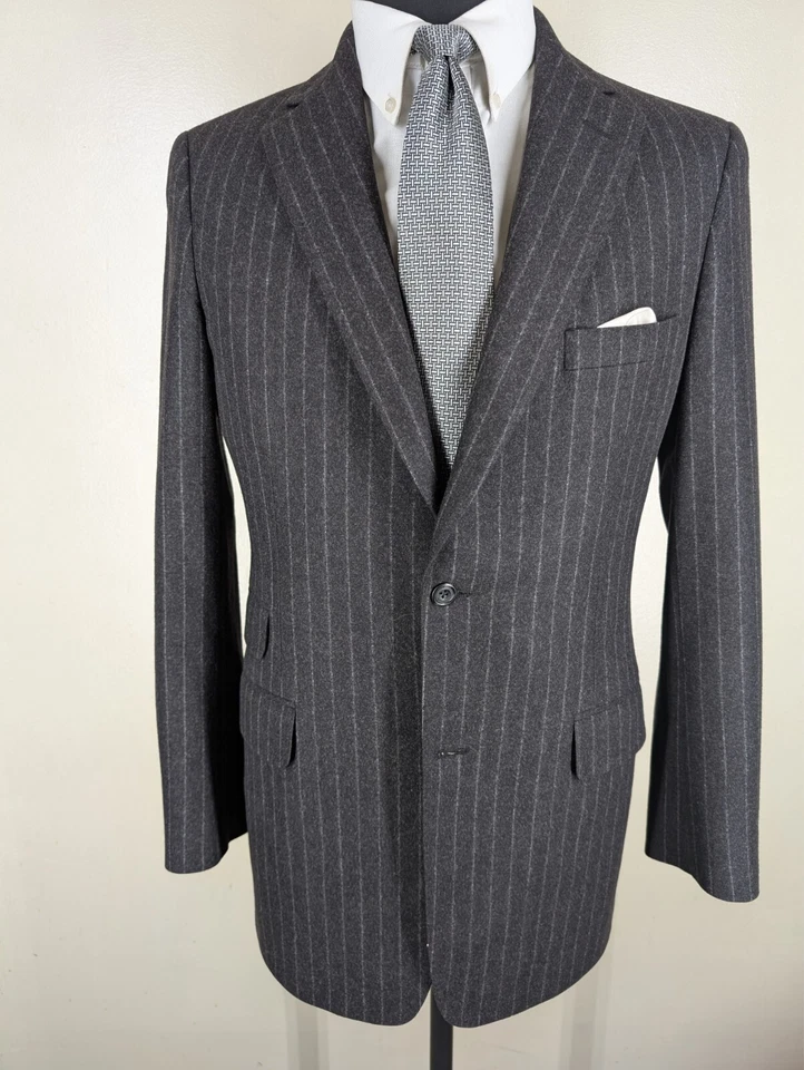 Traje Paul Stuart 100% Lana Pura Gris - Pantalones Planos Frontales - Talla 37 Largo EE. UU. Foto 4 de 4