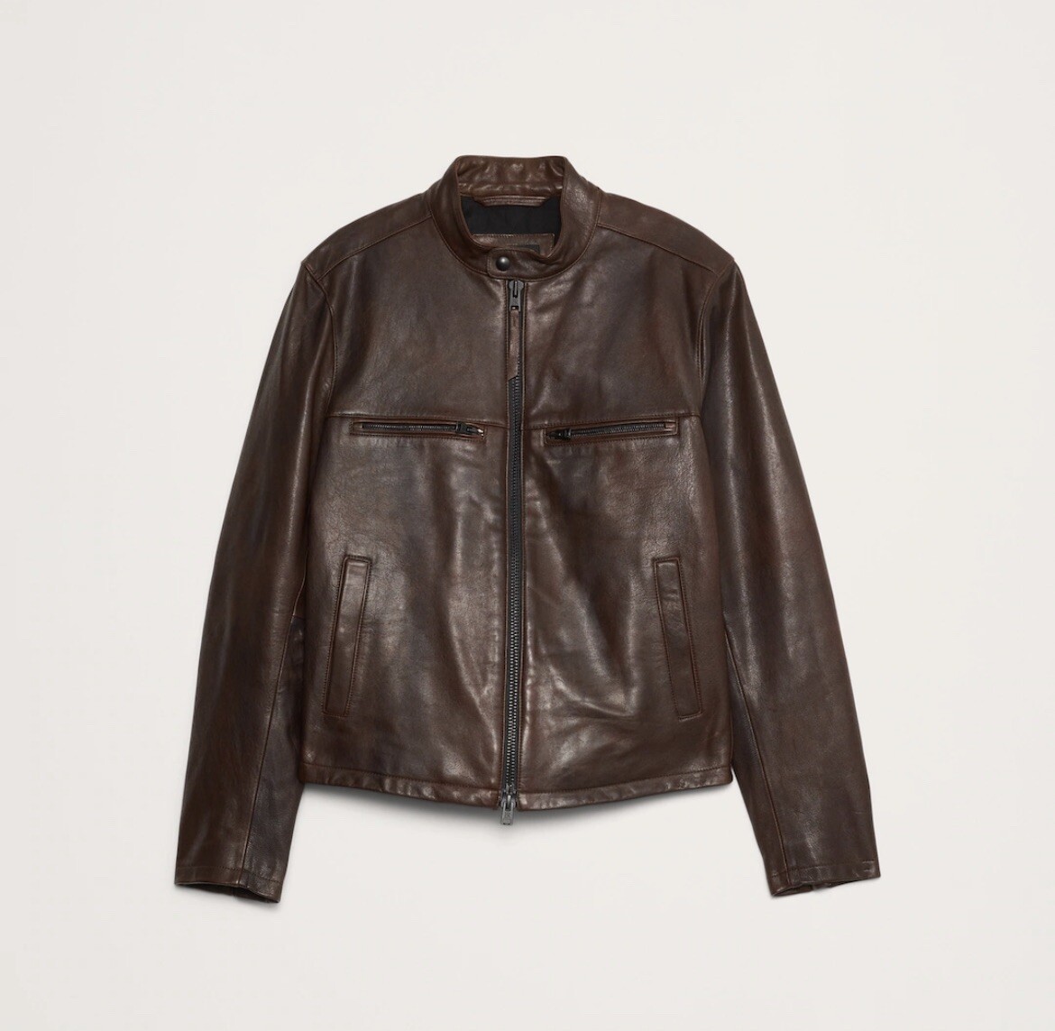 New Banana Republic Leather Biker Jacket Size Medium Brown NWT $600