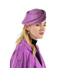 Purple Beaded Fascinator Hat Wool Felt Hat Wedding Tea Party Dress Cocktail Hats