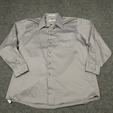 Geoffrey Beene Shirt Mens 32 Grey Long Sleeve Button Up Collared Cotton Shirt