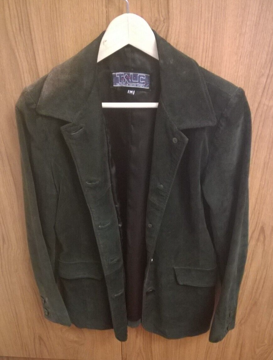 Talc Suede Coat Button Front Size Medium