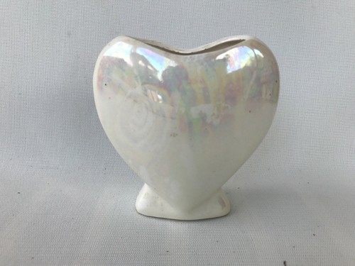 Vintage love heart shape floral iridescent glaze succulent flower Vase Ikebana - Bild 4 von 10