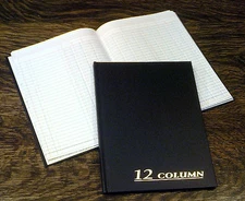 Adams Account Book, 12-Column, 7"x9.25", Black, 80 Pages, # ARB8012M, Ledger