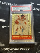 2019 Contenders Optic Trae Young Uniformity GOLD VINYL True 1/1 Hawks PSA 9