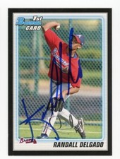 SIGNED BASEBALL CARD AUTO ATLANTA BRAVES RANDALL DELGADO BOWMAN 2010 #59 BLACK