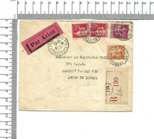 1934 Army du Levant Secteur Postal 610 Damas Syrie par avion recommandé ; 60725