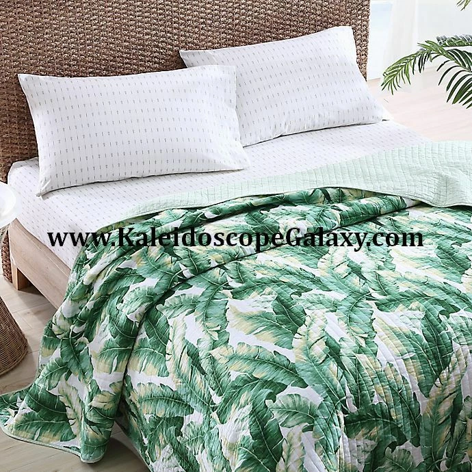 Tropical Palm Trees Leaves FULL/QUEEN QUILT TOMMY BAHAMA  No Shams - Image 3 of 4