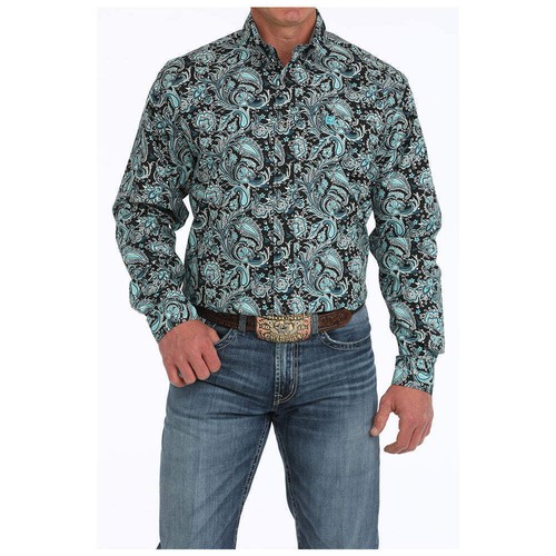 MTW1105907 Cinch Herren Langarm Solid Western Button Down Hemd Schwarz Paisley - Bild 3 von 7