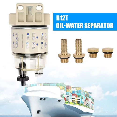 Water Fuel Separator Filter R12 R12T R12P Assembly with Fittings Kit for Diesel - Picture 3 of 8