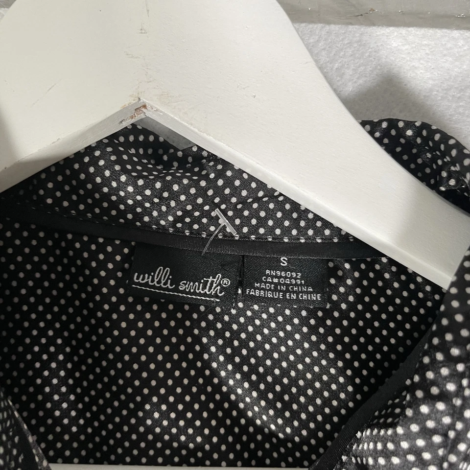 Blusa para mujer Willi Smith Top talla pequeña con cuello negro a lunares manga larga Foto 4 de 4