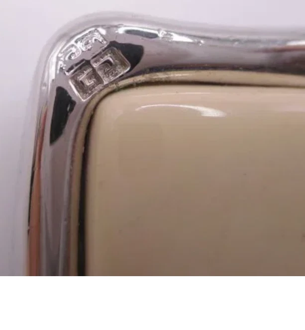 vintage 1990s Givenchy clip on earrings cream silver minimalist square 0061 - Image 2 of 4