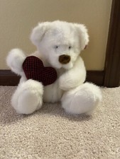RUSS Bear Hugs Valentine White Bear Stuffed Animal Plush Toy Red Heart 8  