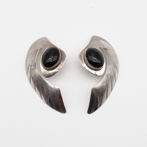 Sterling Silver & Onyx Large Stud earrings