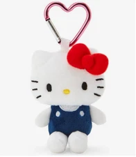 New JAPAN Sanrio Hello Kitty Furry Red Plush Key Fob Keychain Bag Clip Holder