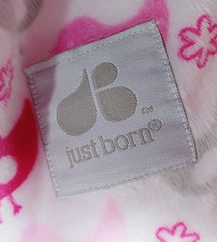 Just Born Pink Grey Birds Baby Blanket Minky White Flowers 40x31 Inches - 第 5/8 張圖片