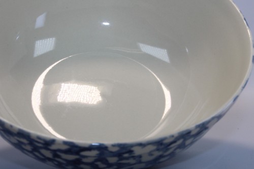 Gibson Housewares Medium Bowl 7" - Blue White Sponge Pattern rim lip - Picture 13 of 13