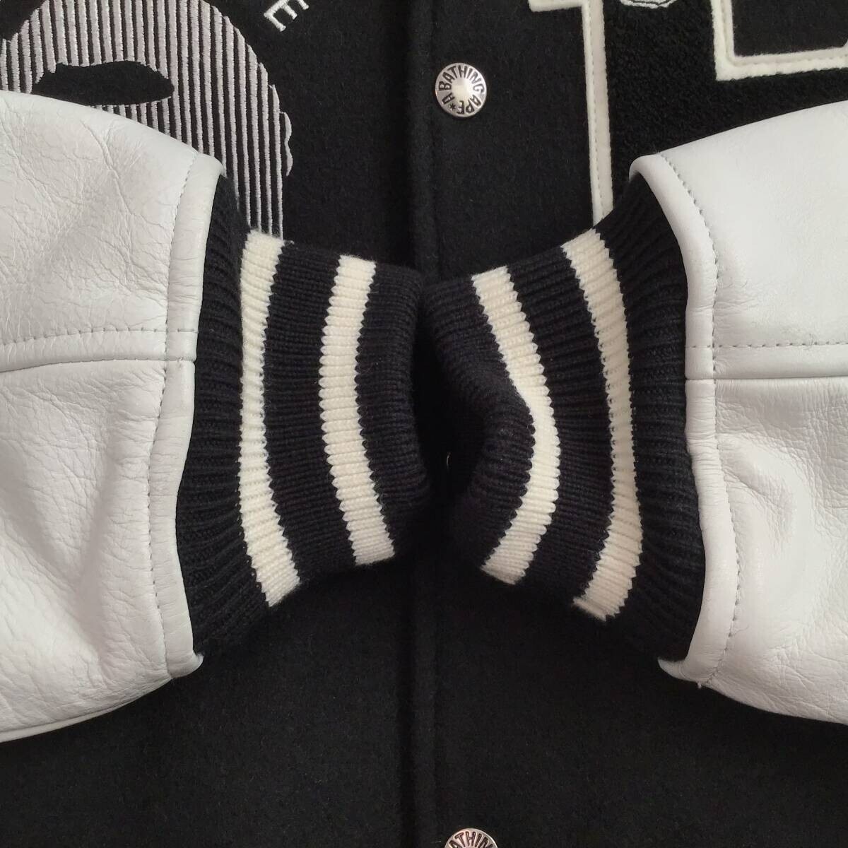 Leather Sleeve BAPE STA LOGO varsity jacket A Bathing Ape Size M