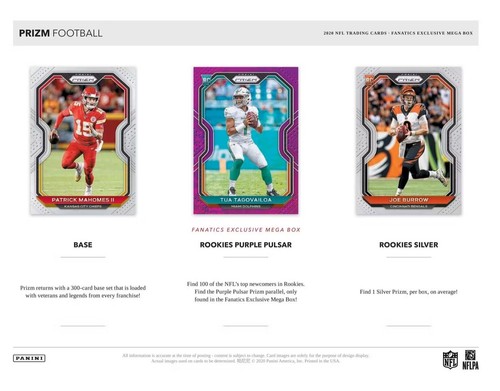 2020 Panini Prizm Football NFL Sealed Mega Box FANATICS EXCLUSIVE Purple Pulsar - 第 4/7 張圖片