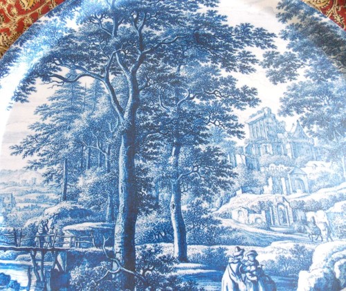 PLATEAU ROND en ECORCE DE BOULEAU COMPRESSEE TRIANON BLEU - Picture 3 of 5