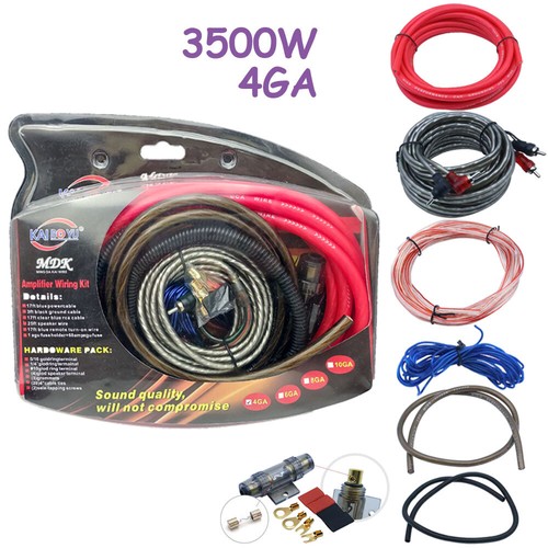 3500w 4 Gauge Car Power Amplifier Wiring Kit Subwoofer AMP RCA Cable Sub Audio