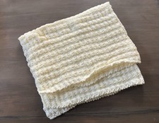 Vintage Hand Made Crocheted Blanket 36 X 31.5 Cream Colored Baby Granny