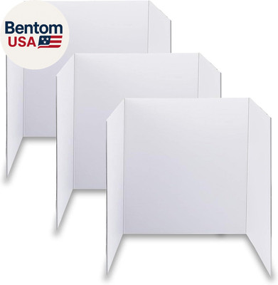 3 Pcs Small White Tri-Fold Display Boards, 21 X 14 Inches Corrugated Trifold Pos