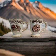 Susan Winget Cracker Barrel Woodland Theme Cardinal Deer Footed Mug Set of 2