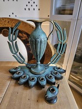 Vintage Morris Ashkelon Pal-Bell Hanukkah Brass Wreath Menorah Made in Israel