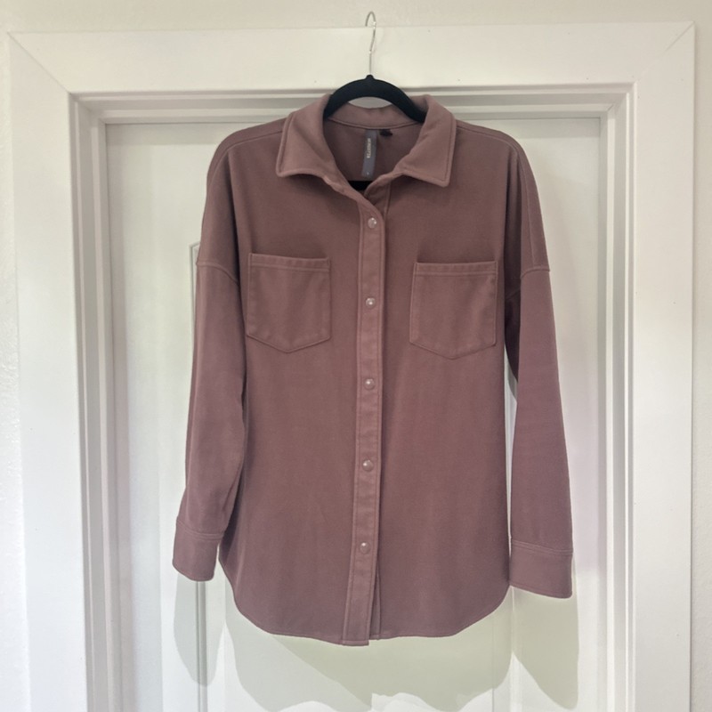 Mondetta Women's Cozy Shirt Jacket Long Sleeve Button-Up Mauve color Size S