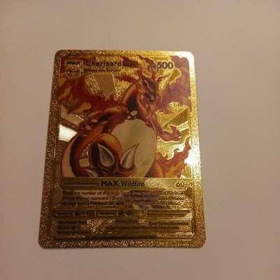 Pokemon Charizard DX 52/100 Gold Metal Pokemon Card Max Wildfire HP500