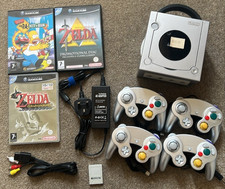 Gamecube Console, All Wires,  4x Controllers, Zelda Windwaker Simpsons PAL