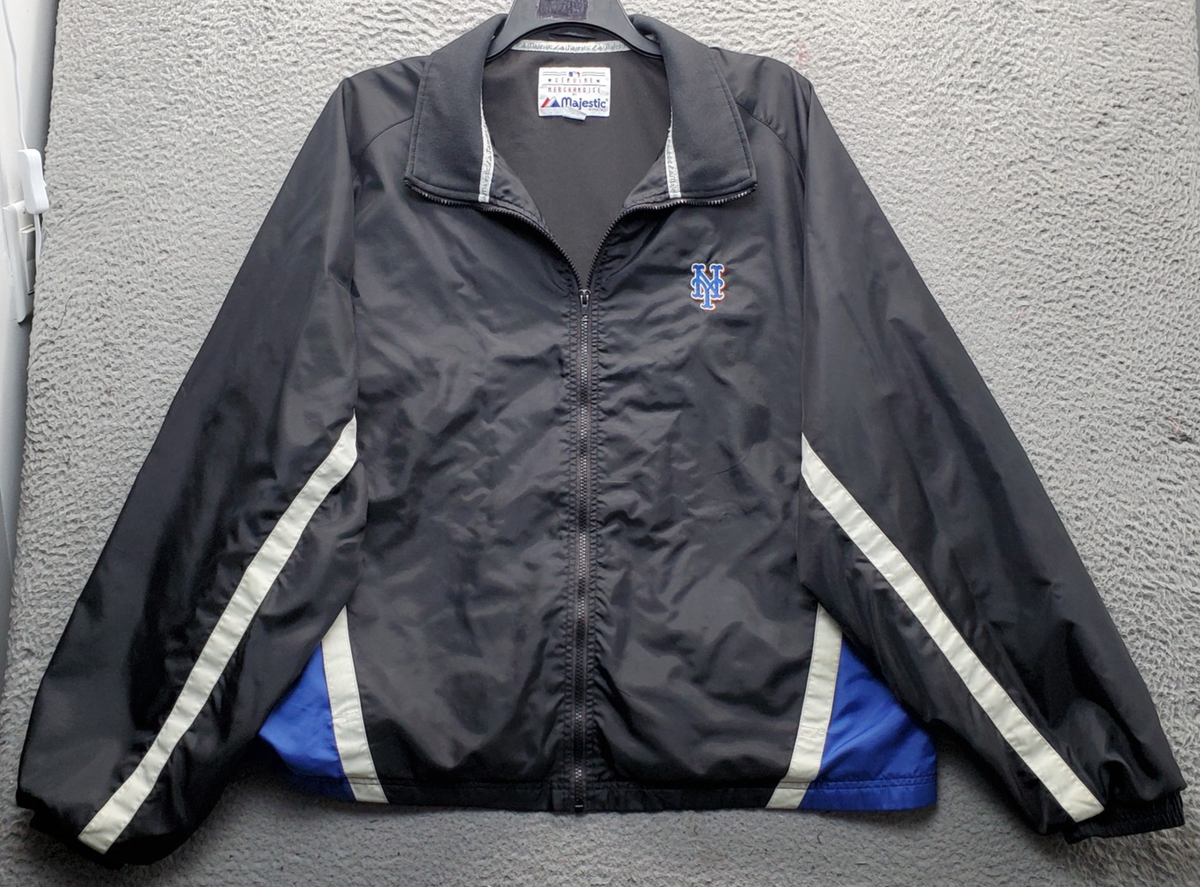 MLB New York Mets Majestic Baseball Track Jacket Mens 2XL Black